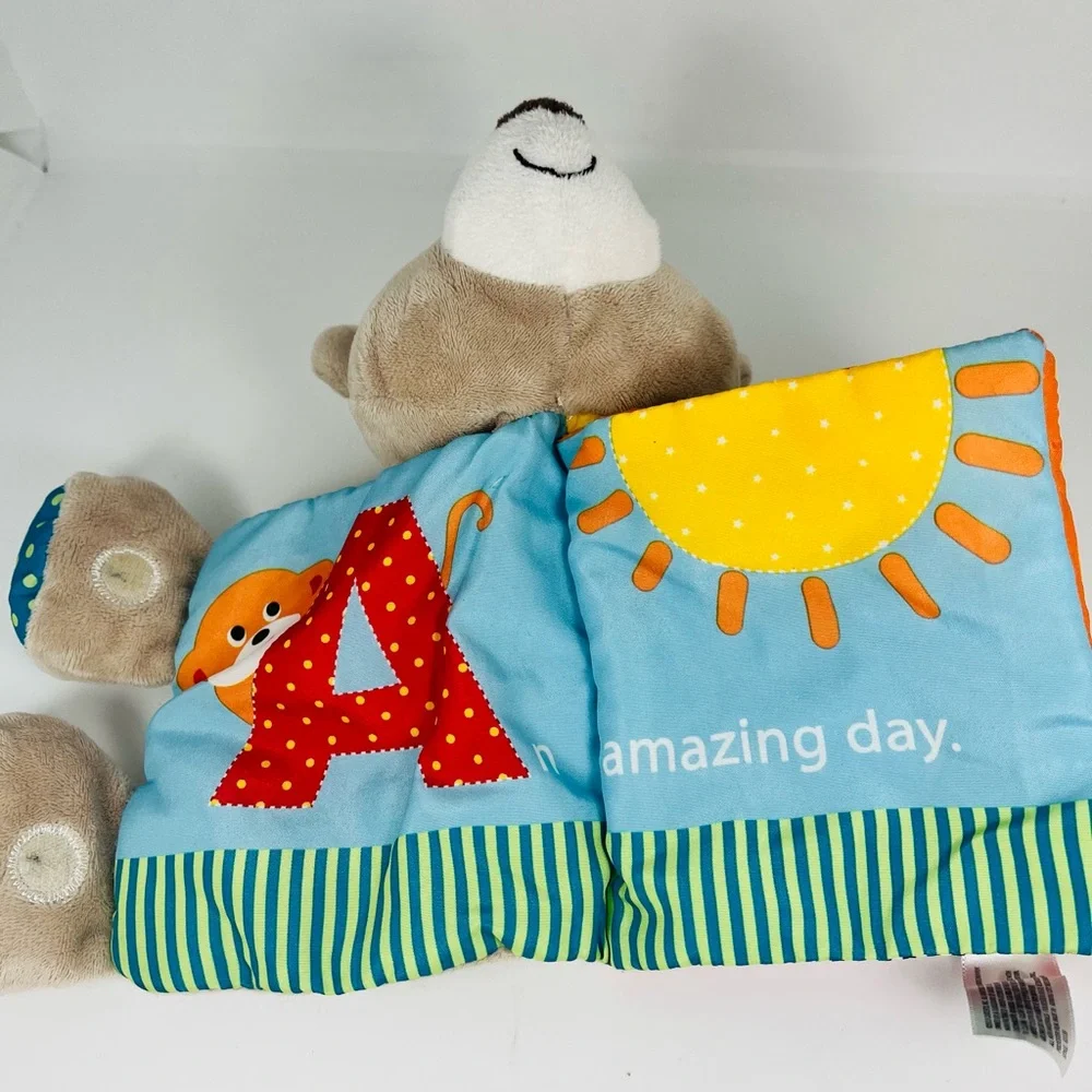 Carters My ABC Friend Baby Rattle Plush Teddy Bear Soft Crinkle Sensory Book Toy